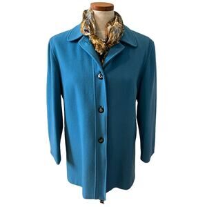 Ann Freedberg wool and cashmere car coat blue M